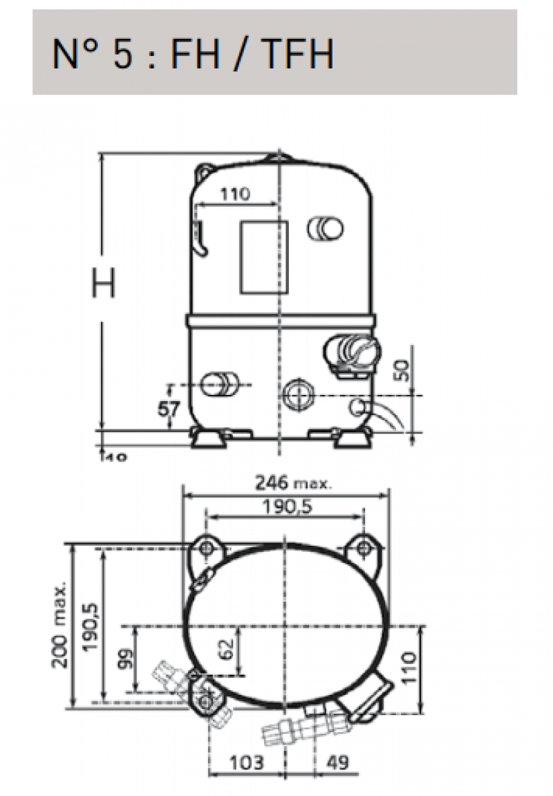 Hermetic compressor Tecumseh TFH4532ZXG | DTN Group - Great cold